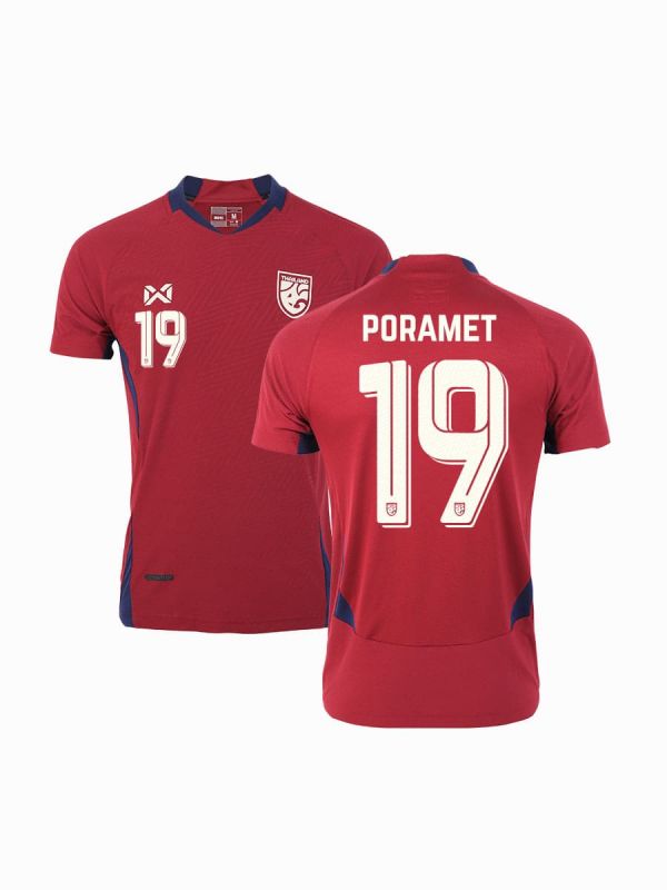 (Name + Number) WARRIX THAILAND NATIONAL FOOTBALL JERSEY 2024/25 - PLAYER Grade - SCARLET WARRIOR