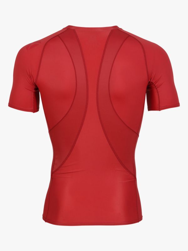 WARRIX เสื้อรัดกล้ามคอกลมแขนสั้นผู้ชาย-Red