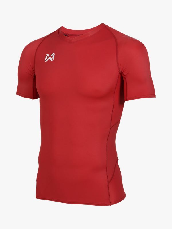 WARRIX เสื้อรัดกล้ามคอกลมแขนสั้นผู้ชาย-Red